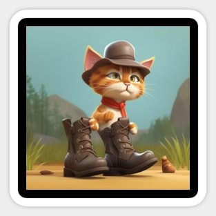 Little  puss in boots, funny puss in boots, cute puss in boots Sticker